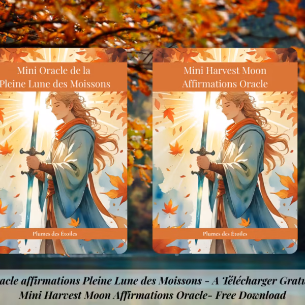 Télécharge gratuitement le Mini Oracle Affirmations Pleine Lune des Moissons : 11 cartes lumineuses pour cultiver gratitude, sérénité et intentions à chaque rituel de pleine lune.