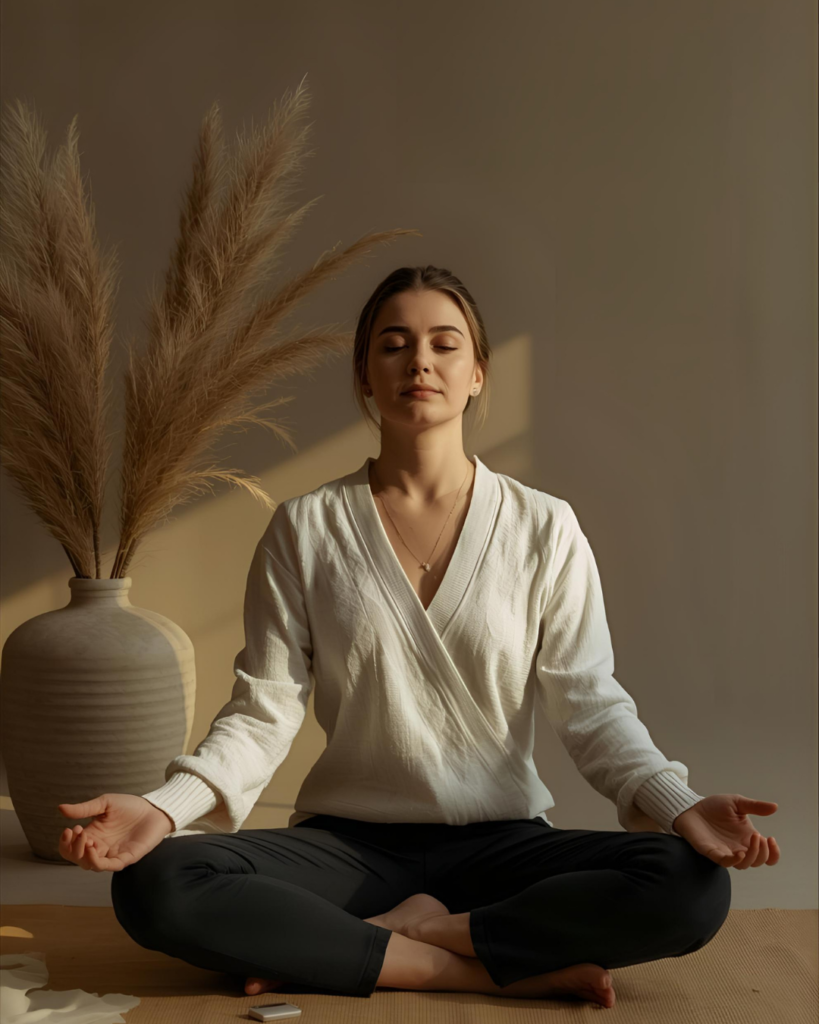 art-rituels-mi-saison-rituel-personnel Personne prenant un bain parfumé ou méditant, ambiance relaxante et poétique, rituel personnel de mi-saison.