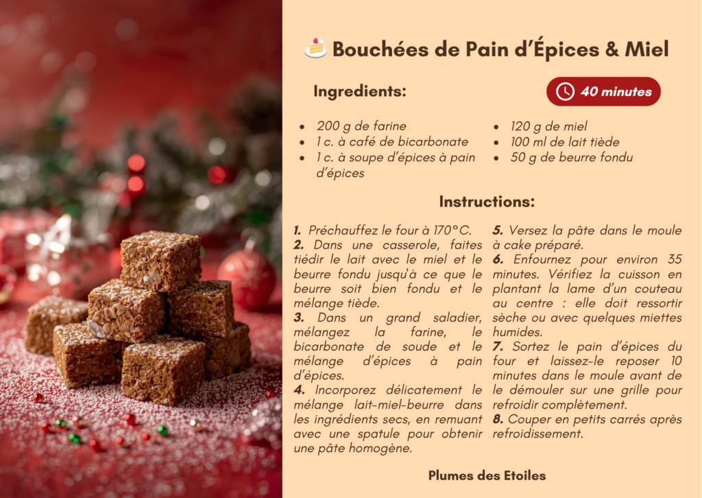 Des bouchées moelleuses au parfum de miel et d’épices, parfaites pour infuser ton hiver d’une douceur réconfortante. ✨