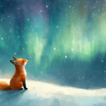 Le renard et la lumière des aurores boréales