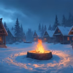 Découvre La Flamme Éternelle du Village de Glace, un conte poétique d'hiver sur l'amour, l'union et la solidarité. Une histoire douce et lumineuse à lire en famille.