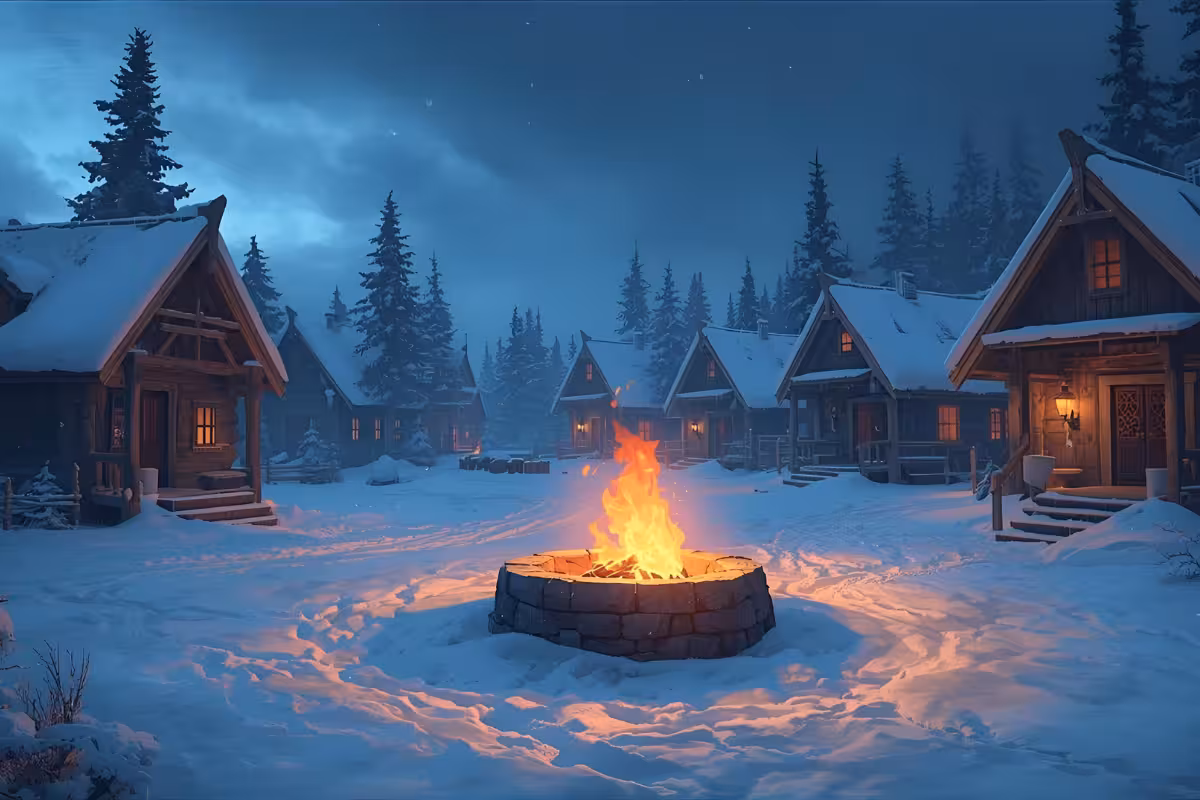 Découvre La Flamme Éternelle du Village de Glace, un conte poétique d'hiver sur l'amour, l'union et la solidarité. Une histoire douce et lumineuse à lire en famille.