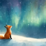 Suis un renard courageux dans sa quête des aurores boréales. Un conte poétique d'hiver sur la lumière intérieure, le courage et l'émerveillement, à lire en famille.