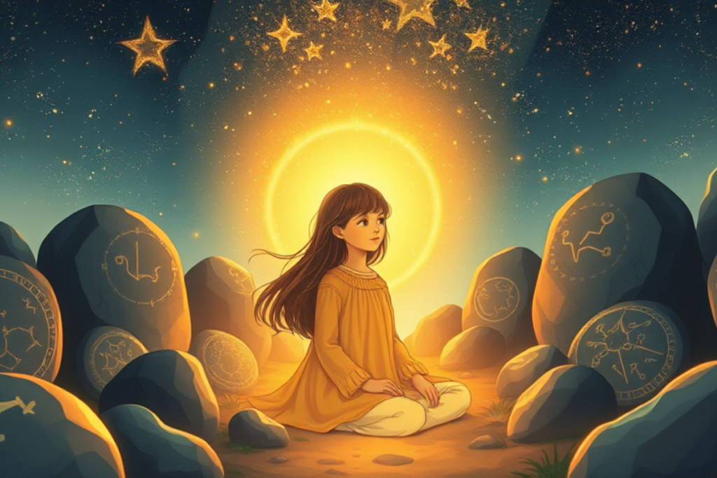 Un conte poétique où une jeune fille reçoit une lettre des étoiles et découvre sa mission de raviver l’espoir. Lumière, magie et sagesse céleste.