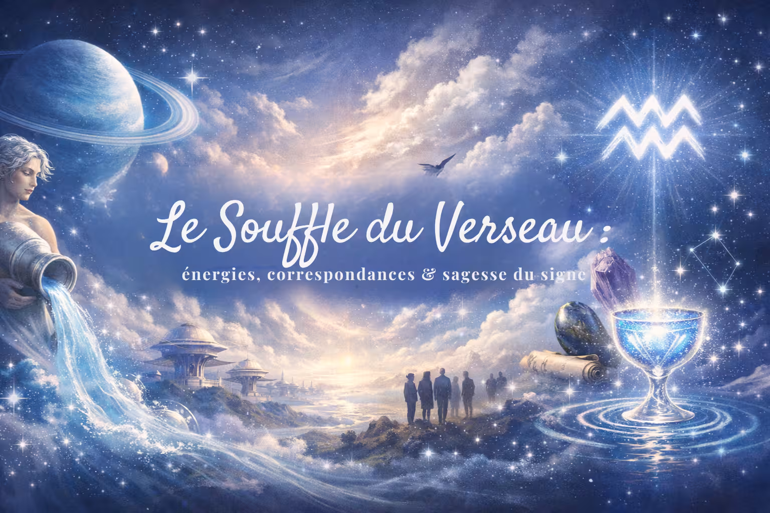 Explore l'énergie spirituelle du Verseau 2026 : correspondances sacrées, pierres, rituels et affirmations pour accueillir ce souffle d'air visionnaire entre sagesse ancienne et renouveau intérieur.