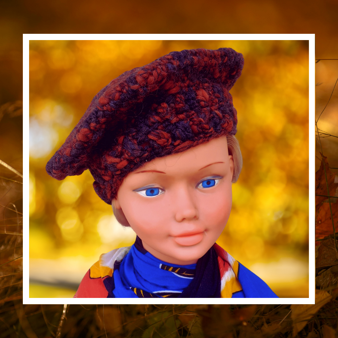 🧶 Béret slouchy crochet · Automne Recyclé | Fait Main • Unique – Image 2