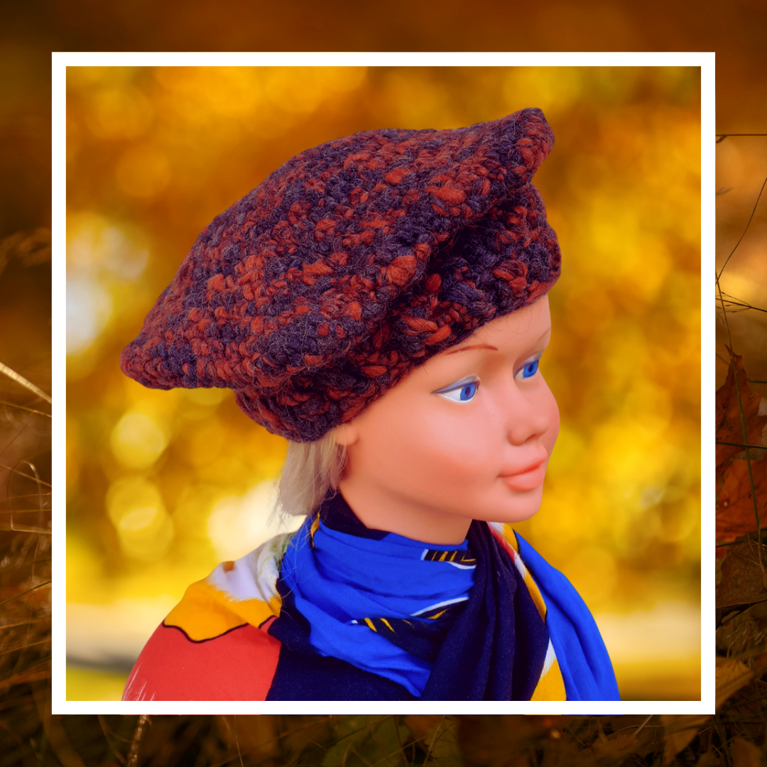 🧶 Béret slouchy crochet · Automne Recyclé | Fait Main • Unique – Image 4