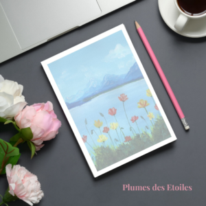 Bloc-notes paysage montagne artisanal — illustration aquarelle, papier FSC & Ecolabel. Édition limitée, idée cadeau inspirante. Dernières pièces disponibles — ne manque pas cette opportunité !