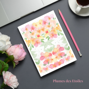 Bloc-notes artisanal petites fleurs — illustration aquarelle, pages détachables, papier FSC & Ecolabel. Édition limitée. Dernières pièces disponibles — ne manque pas cette opportunité ! 