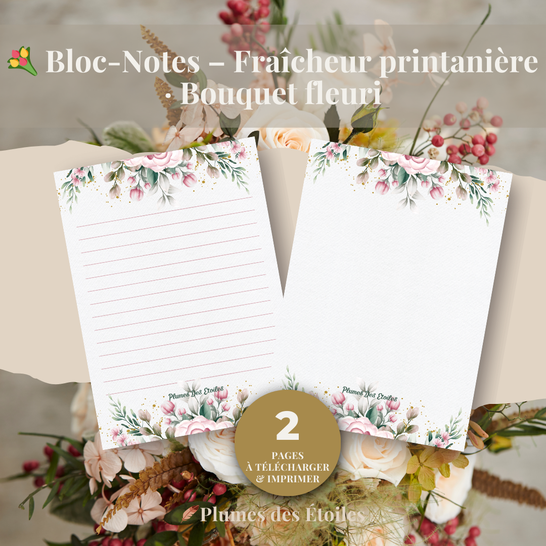 💐 Un bloc-notes digital A6 aux bouquets printaniers, plein de vitalité et de couleurs.💐