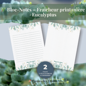 🌿 Un bloc-notes digital A6 au motif eucalyptus, frais et apaisant.🌿