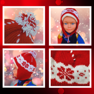 Bonnet jacquard tricoté cœurs rouge et blanc, doublure polaire recyclée. Pièce unique, chaud et élégant. Livraison rapide, emballage éco-responsable. Idéal pour l'hiver chic.