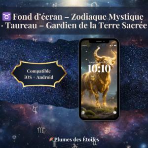 Fond d'écran digital Taureau • Gardien de la Terre Sacrée • Zodiaque Mystique. Favorise ancrage et sérénité. Haute résolution 1440×2560px. Télécharge-le dès maintenant.