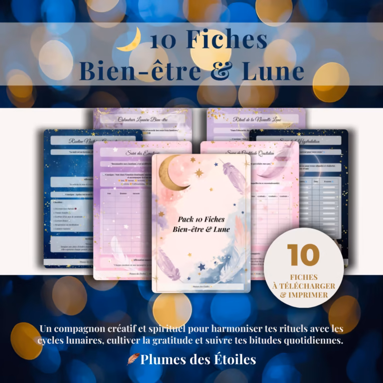 🌙 10 Fiches Bien-être & Lune | Rituels, Routines & Suivi Émotionnel