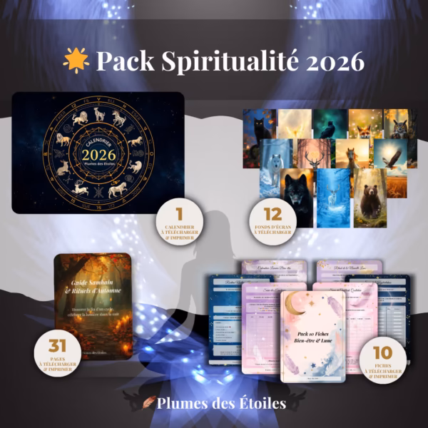 📆 Calendrier mural 2026 – Cycle des Animaux Totems | À Imprimer - 🌟 Pack Spiritualité 2026