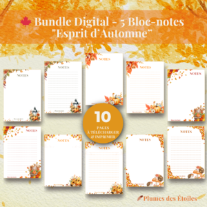 🍁 Bundle Digital – 5 Bloc-notes "Esprit d’Automne” | A Imprimer