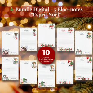 🎄 Bundle bloc-notes digital Noël • 5 modèles festifs • Papeterie poétique à imprimer. Idéal pour organiser, créer et célébrer Noël. Télécharge-le dès maintenant.