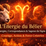 Explore l'énergie spirituelle du Bélier : correspondances sacrées, pierres, rituels et pratiques pour canaliser courage, action et passion créatrice au quotidien.