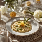 Un risotto crémeux aux asperges vertes et citron, lumineux et végétal, qui célèbre le renouveau du mois de mars.