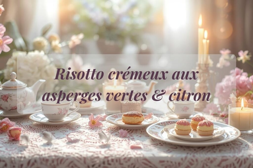 Un risotto crémeux aux asperges vertes et citron, lumineux et végétal, qui célèbre le renouveau du mois de mars.
