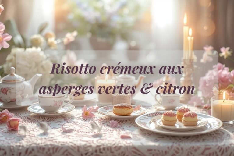 Un risotto crémeux aux asperges vertes et citron, lumineux et végétal, qui célèbre le renouveau du mois de mars.