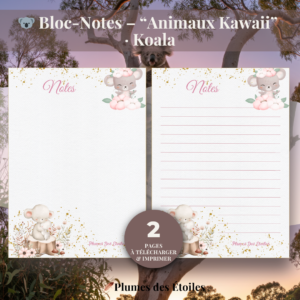 🐨 Bloc-Notes Digital – Animaux Kawaii · Koala | À Imprimer
