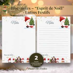 🧝‍♀️Bloc-notes digital Noël • Lutins Festifs • Papeterie poétique à imprimer. Idéal pour brainstormer, listes cadeaux et projets créatifs. Télécharge-le dès maintenant.