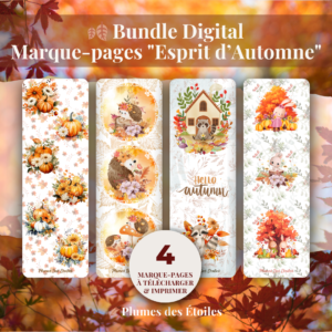 🍂 Bundle Digital – 4 Marque-pages "Esprit d’Automne" | A Imprimer