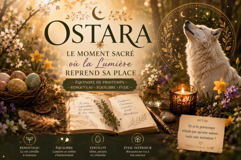Découvre le rituel d’Ostara, son énergie d’équilibre et de renouveau. Idéal pour lancer un nouveau cycle, planter des intentions et vivre en harmonie avec les saisons.