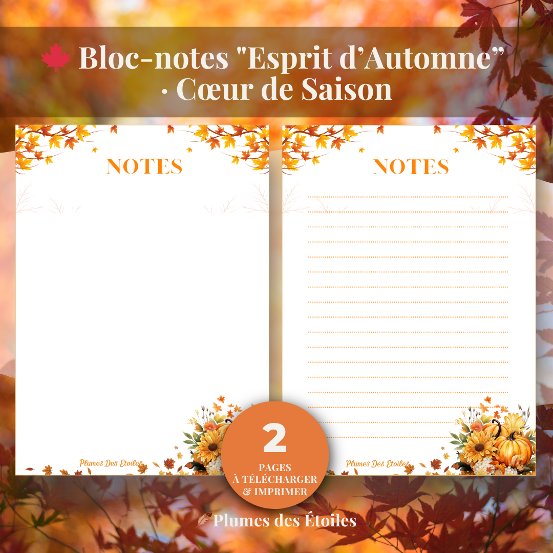 🍁 Bundle Digital – 5 Bloc-notes "Esprit d’Automne” | A Imprimer – Image 2