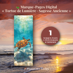 🐢 Découvre le Marque-Pages « Sagesse ancienne » : illustration poétique et engagée des tortues marines, PDF imprimable. Idéal pour accompagner tes lectures conscientes. Télécharge-le maintenant.