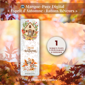 🐰 Découvre le Marque-Pages « Ratons Rêveurs » : illustration poétique et automnale, PDF imprimable. Idéal pour accompagner tes lectures et journaux. Télécharge-le maintenant.