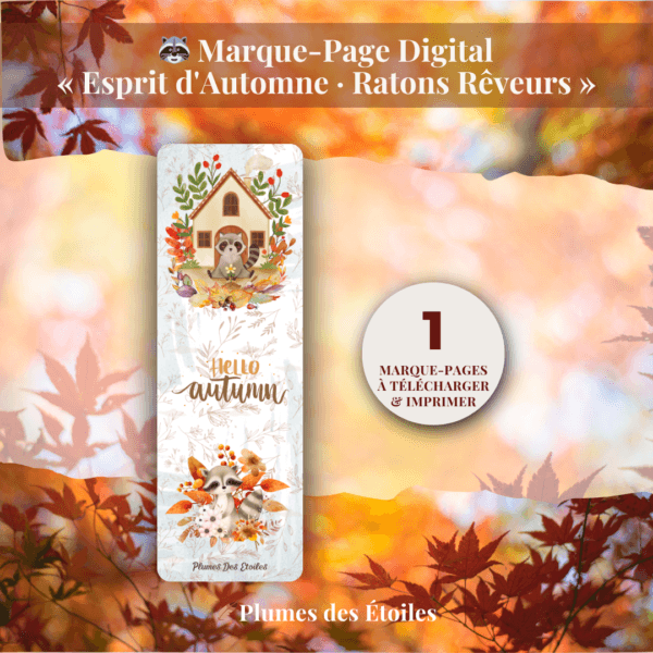 🐰 Découvre le Marque-Pages « Ratons Rêveurs » : illustration poétique et automnale, PDF imprimable. Idéal pour accompagner tes lectures et journaux. Télécharge-le maintenant.