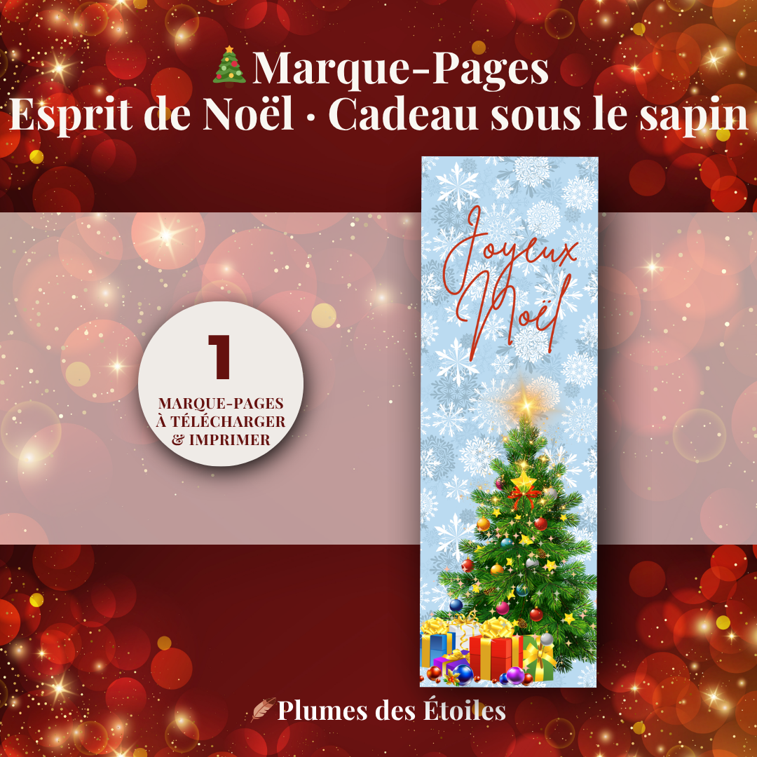 🎁 Marque-Pages Digital – Esprit de Noël · Cadeau sous le sapin | À Imprimer