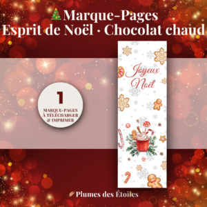 ☕ Marque-Pages Digital – Esprit de Noël · Chocolat chaud | À Imprimer
