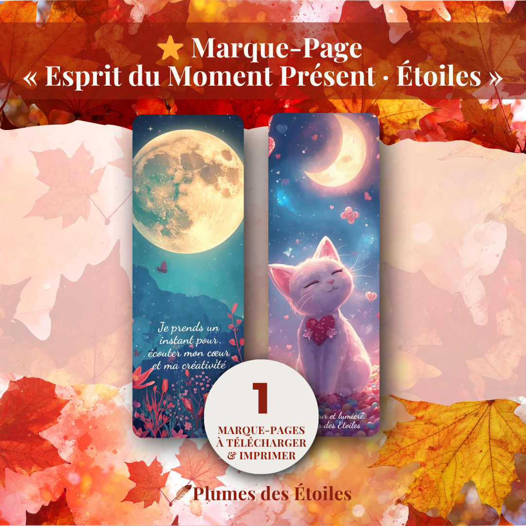 ⭐ Découvre le Marque-Pages « Étoiles » : illustration poétique et méditative, PDF imprimable. Idéal pour accompagner vos lectures créatives et journaux. Télécharge-le maintenant.