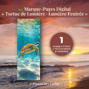 🐢 Découvre le Marque-Pages « Lumière Feutrée » : illustration poétique et engagée des tortues marines, PDF imprimable. Idéal pour accompagner tes lectures conscientes. Télécharge-le maintenant.