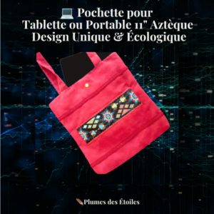 Pochette pour tablette 11" écologique • Design aztèque unique • Perles Miyuki • Fait main • Tissus recyclés. Découvre cette pochette pour portable responsable dès maintenant.