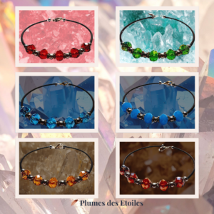 Bracelet cristal facetté, perles Matubo & intercalaires fleurs. 4 couleurs (bleu, turquoise, rouge, topaze). Déstockage limité.