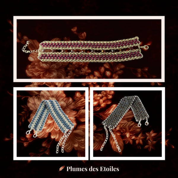 Bracelets Herringbone en perles PRECIOSA, MATUBO & MIYUKI. Design exclusif, finitions argentées, livraison soignée. Parfait pour un cadeau ou se faire plaisir. Déstockage Limité.