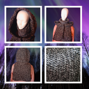 Capuche crochet Matrixx Boreal artisanale, épaisse et protectrice. Pièce unique, deux fils, chaud et robuste. Fait main, The Matrixx Hood®. 
