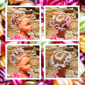 Chouchous crochet Berlingots aux fruits artisanaux, acrylique recyclé. Pièce unique, coloré et doux. Fait main, écoresponsable.