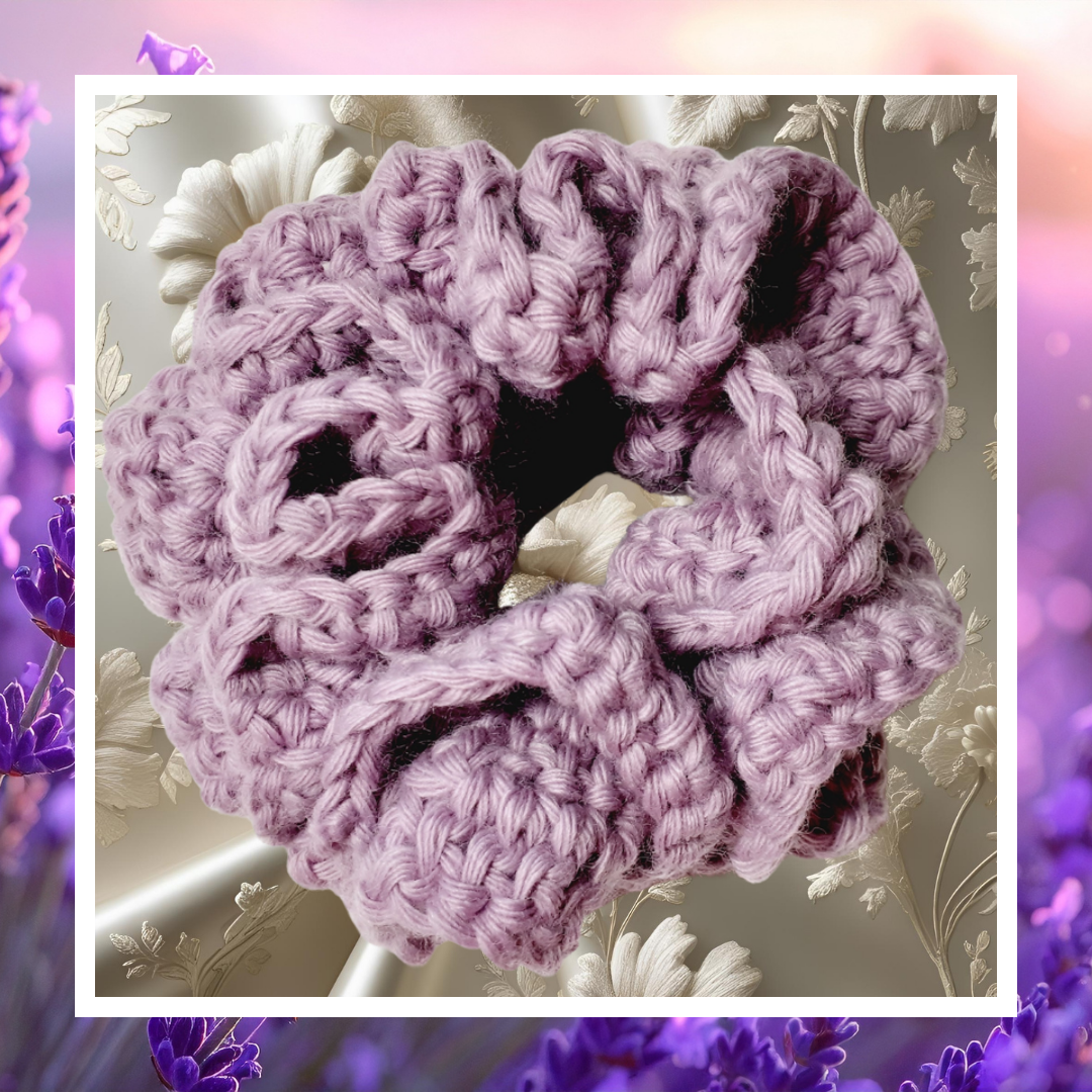 🎀 Chouchous Crochet Lavande - Doux & Élégant | Fait Main – Image 3