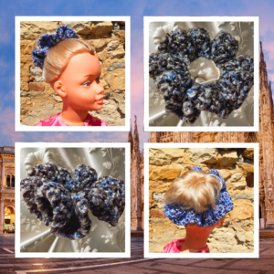 Chouchous crochet Milano artisanaux, laine et lurex métallique. Pièce unique, doux et sophistiqué. Fait main, irisé.