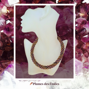 Collier Resduo artisanal brodé main avec 2000+ perles Miyuki & SuperDuo. Pièce unique. Déstockage limité.