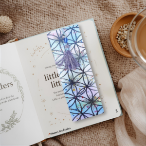 Marque-pages aquarelle artisanal – Fleurs de Vie peints à la main, pompons faits main. Papier 300g FSC, plastifié. Cadeau élégant et symbolique pour les amoureux de l'art et de l'harmonie.