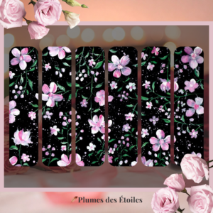 Marque-page peint - Romance Rose — floral acrylique, papier 300g, plastifiés. 6 modèles. Création artisanale unique. Idéal en cadeau.