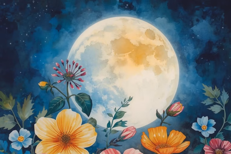Découvre la Pleine Lune des Fleurs 2026 : un rituel doux, spirituel et accessible pour t’épanouir, libérer tes émotions et célébrer ton essence florale.