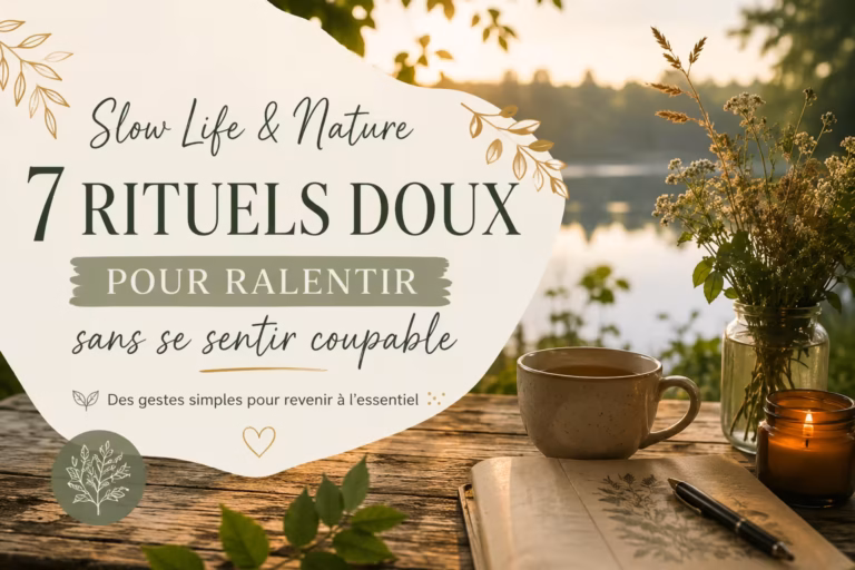 Et si ralentir était l'acte le plus courageux de notre époque ? Découvre 7 rituels slow life inspirés de la nature pour retrouver ton rythme intérieur, sans te sentir coupable.