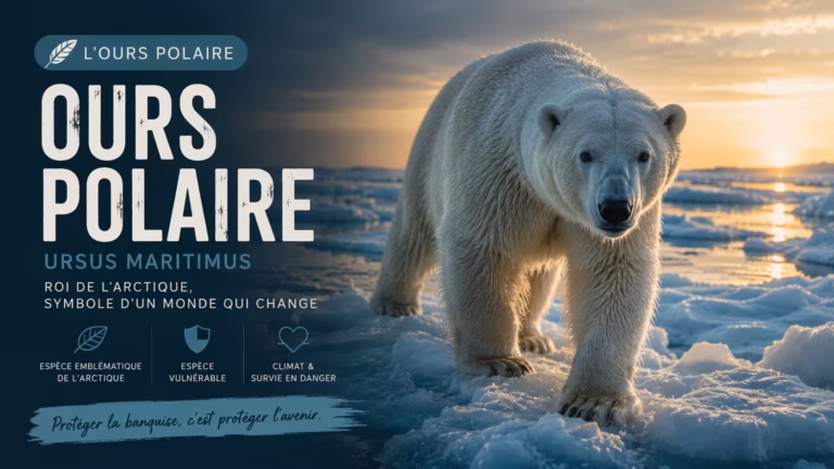 Découvre l'ours polaire, seigneur de l'Arctique classé espèce vulnérable. Toutes les informations sur ce prédateur emblématique du Grand Nord.